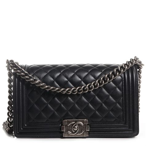 chanel metallic calfskin quilted new medium boy flap black|Chanel bag for sale.